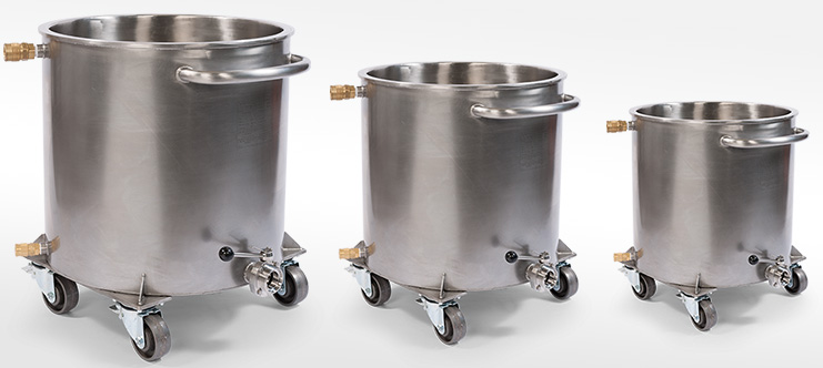 Double-walled stainless steel containers 75 - 250 litres