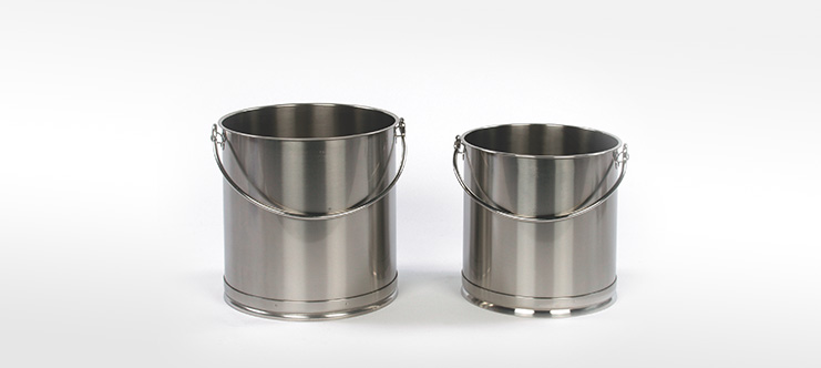 Single-walled stainless steel containers 10 - 15 litres