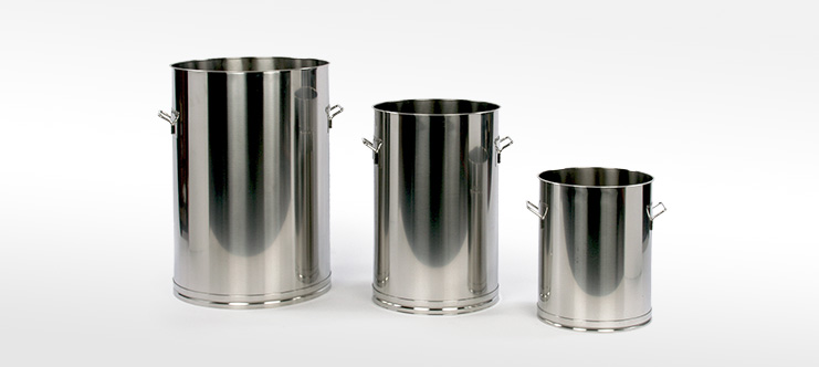 Single-walled stainless steel containers 20 - 50 litres
