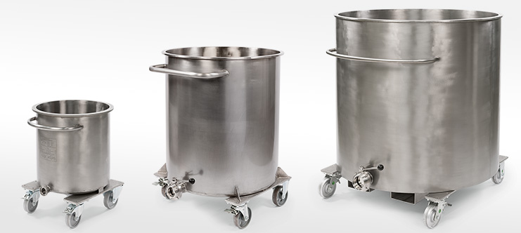 Single-walled stainless steel containers 75 - 250 litres